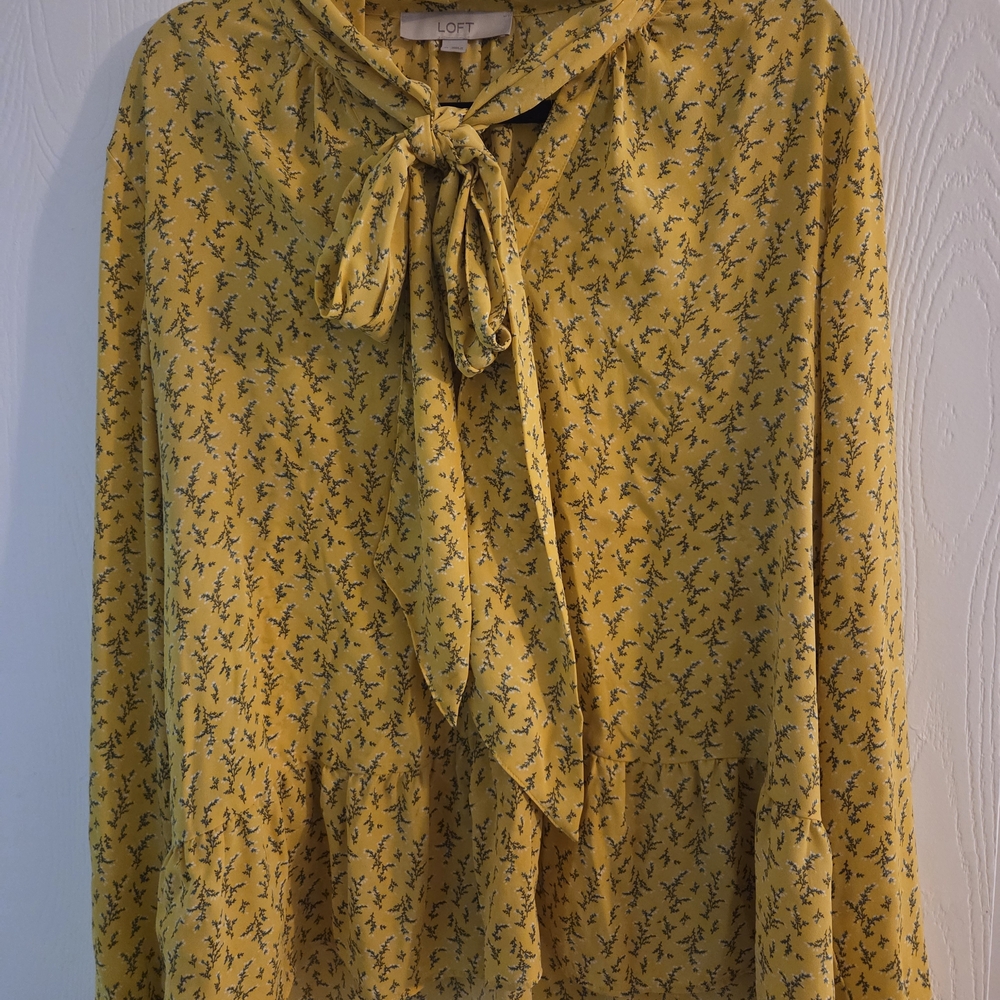 LOFT Yellow Floral Blouse